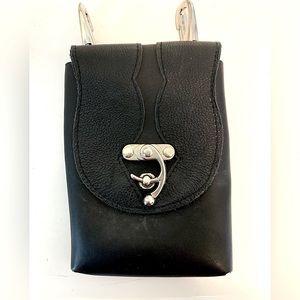 Black leather • Crossbody bag • Motorcycle pouch